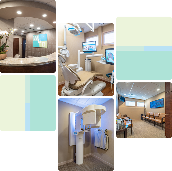Collage of different rooms at Westchester Gentle Dentistry in Port Chester