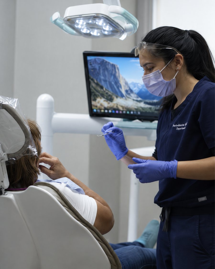 Amanda, a Westchester Gentle Dentistry dental assistant, with a patient in Port Chester
