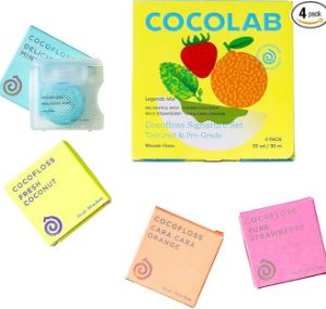 Several packets of Cocolab dental floss