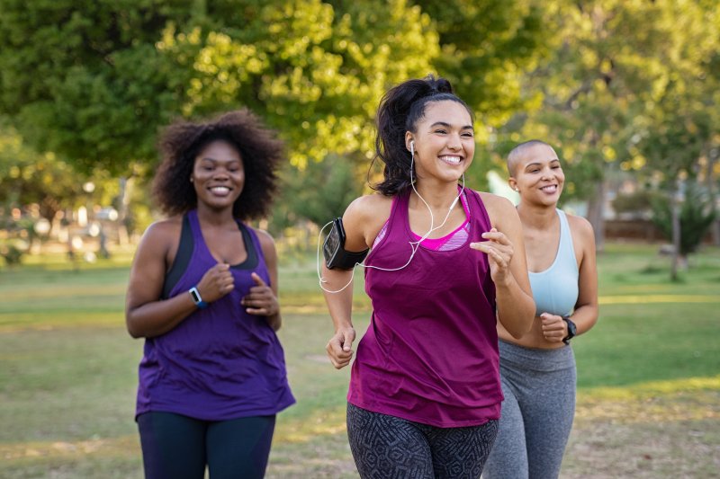 Patient with dental implants exercising